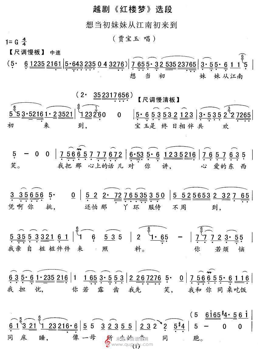 想当初妹妹从江南初来到（节选自越剧《红楼梦》选段之贾宝玉唱段）_原文件名：想当初妹妹从江南初来到