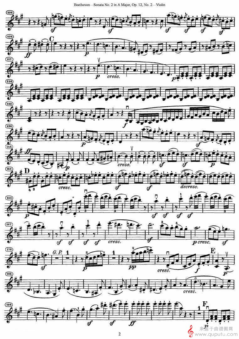 贝多芬第二号小提琴奏鸣曲A大调op.12_02