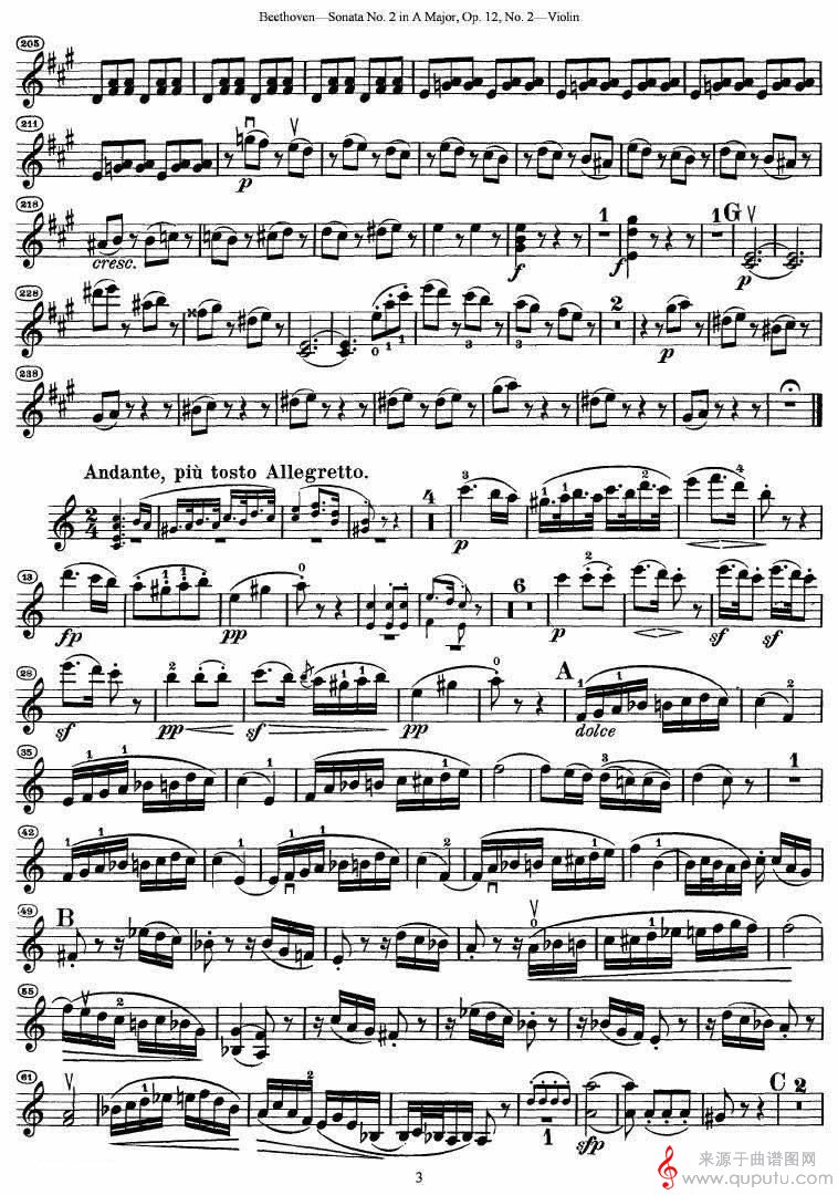 贝多芬第二号小提琴奏鸣曲A大调op.12_03