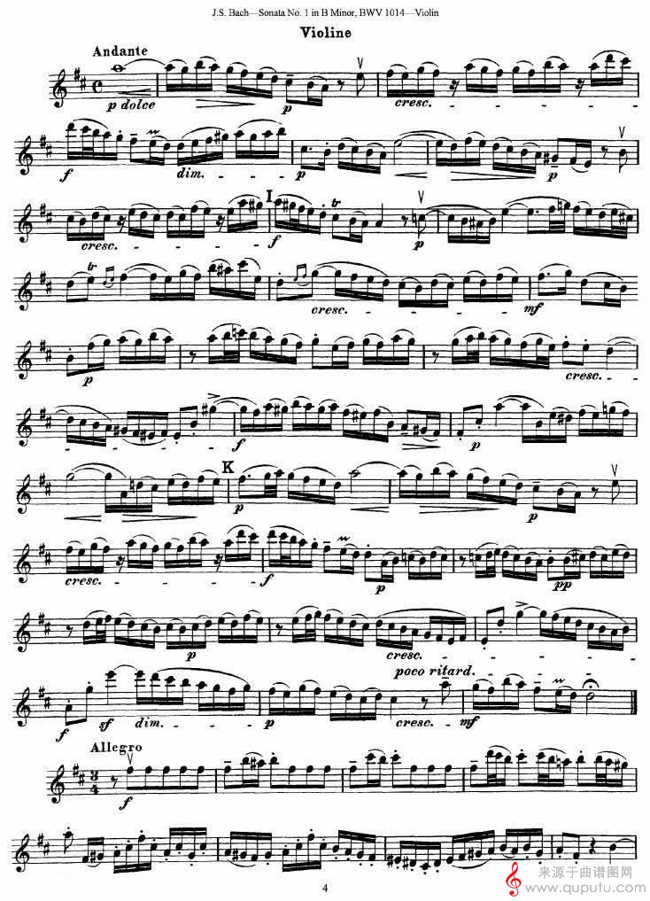 巴赫小提琴奏鸣曲No.1b小调（BWV 1014 [小提琴谱]）_巴赫小提琴奏鸣曲No.1b小调_04