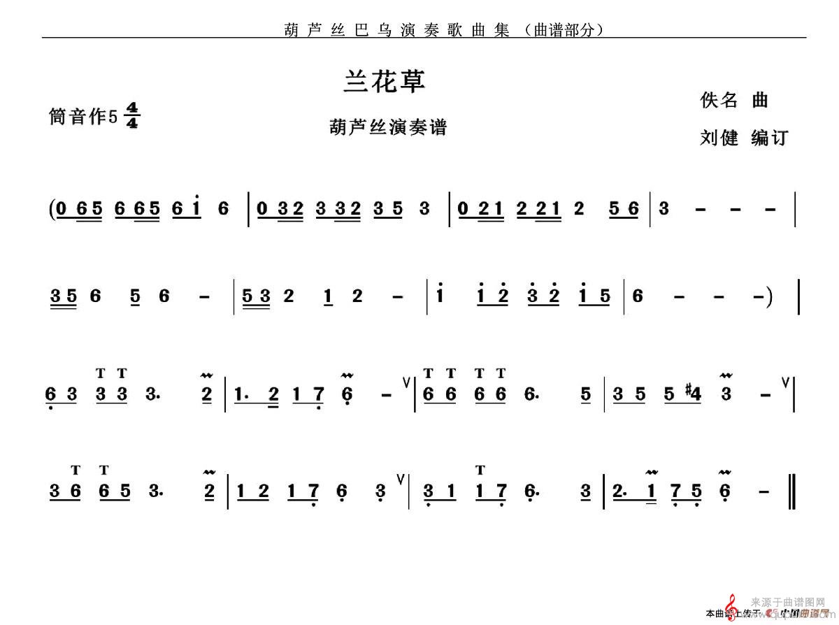 兰花草简谱（兰花草歌曲歌词葫芦丝）