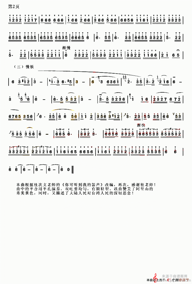 阿里山放歌简谱（阿里山放歌葫芦丝简谱）