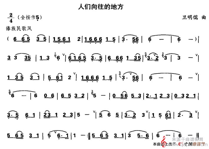 人们向往的地方简谱（人们向往的地方葫芦丝演奏）