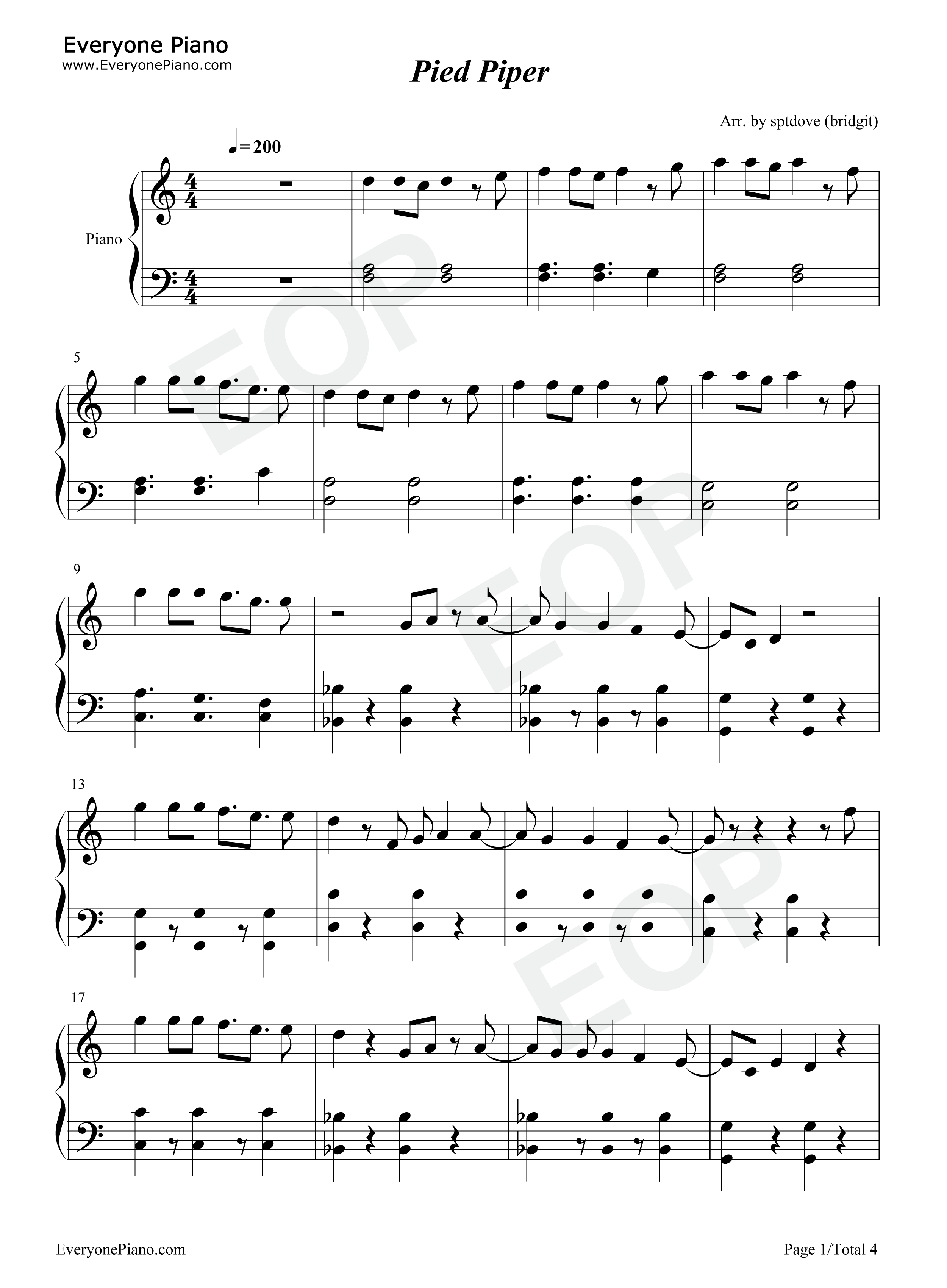Pied Piper-防弹少年团-BTS五线谱预览1
