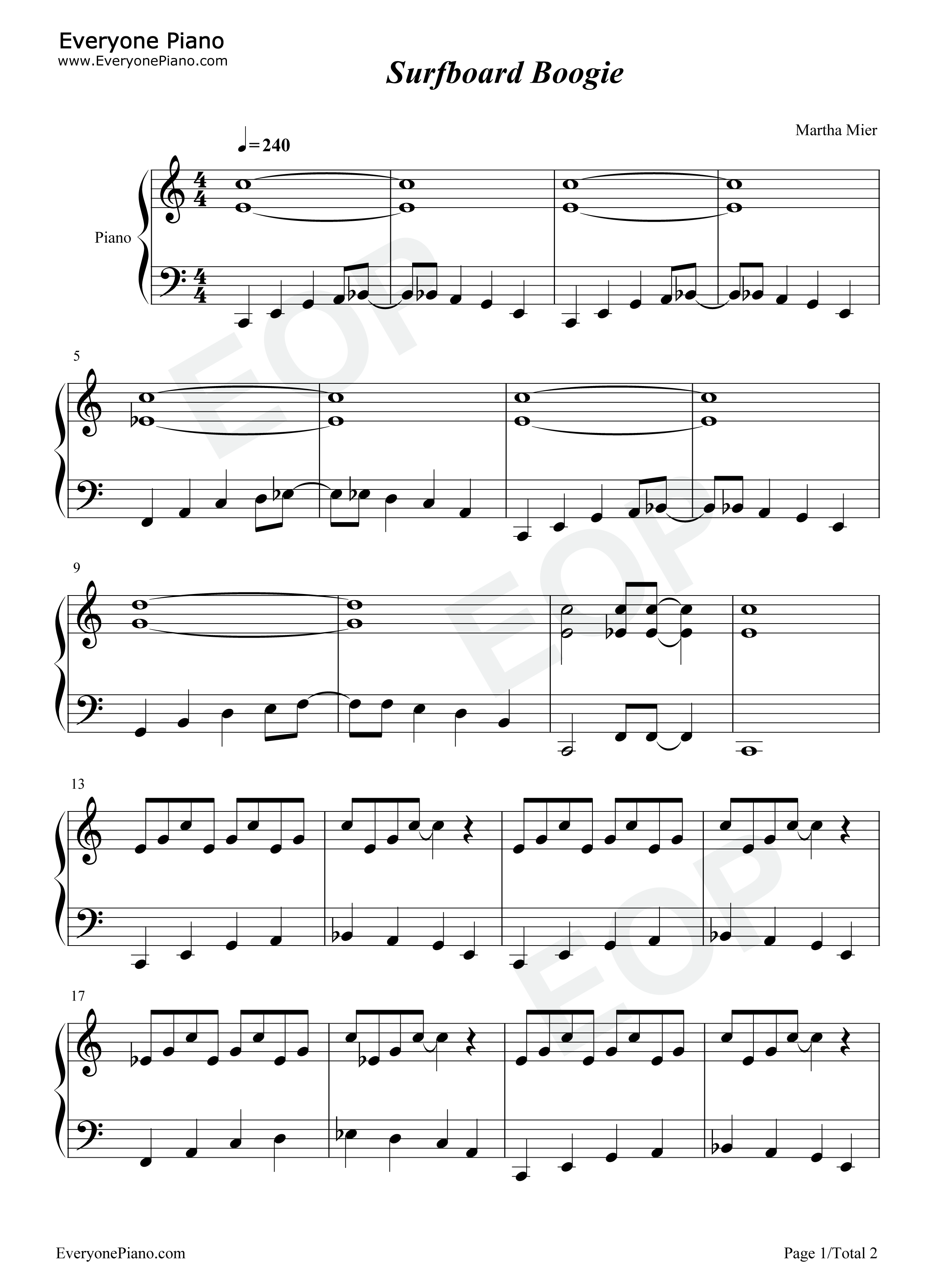 Surfboard Boogie-冲浪板布吉-Martha Mier五线谱预览1