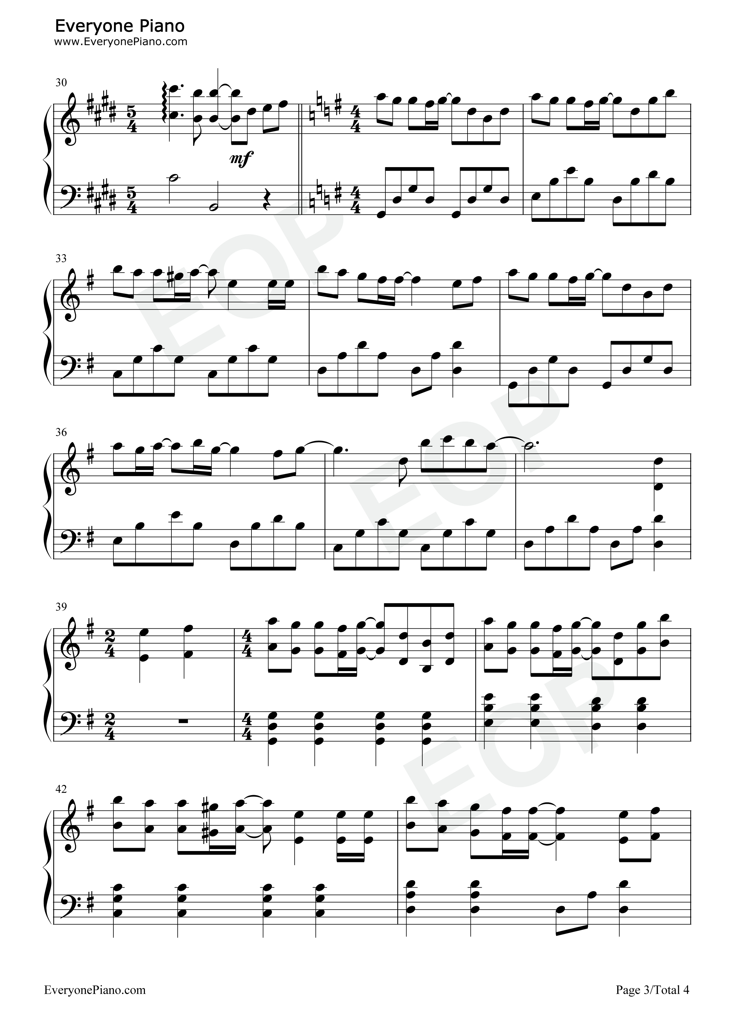 迷宫-爱情魔法师插曲五线谱预览3