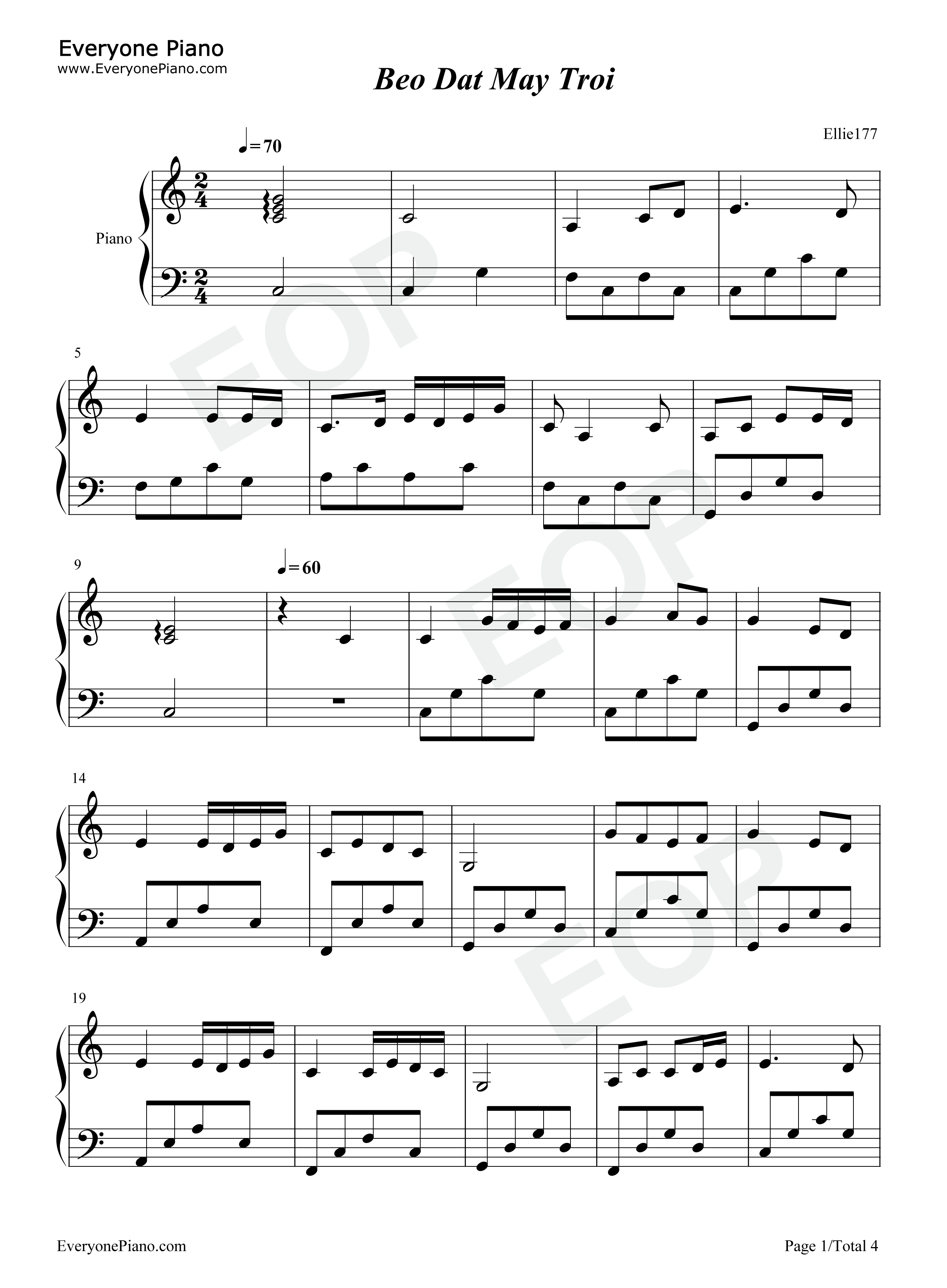 Beo Dat May Troi-The An Nguyen五线谱预览1