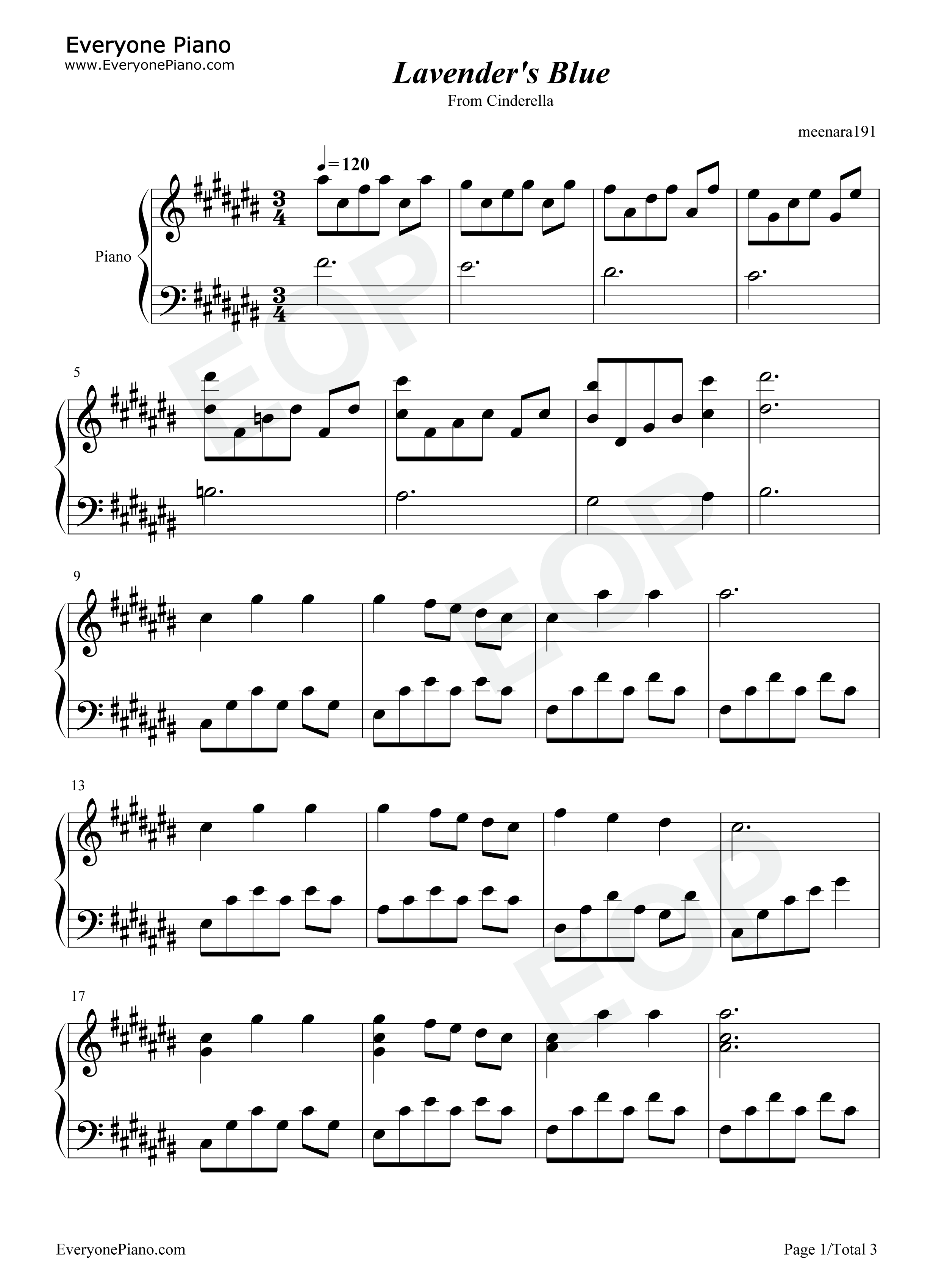 Lavenders Blue-英国民谣五线谱预览1
