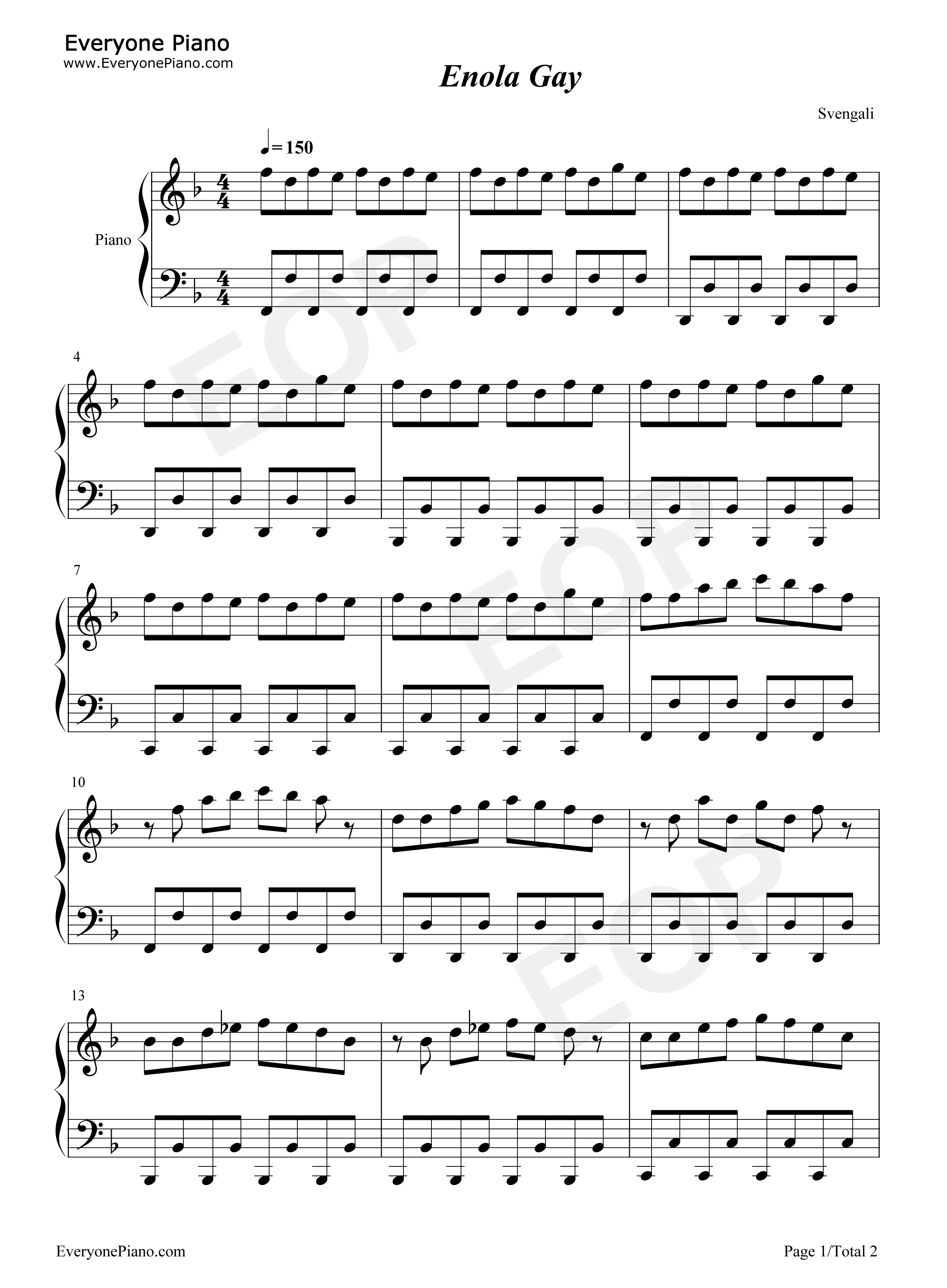 Enola Gay-Orchestral Manoeuvres in the Dark五线谱预览1