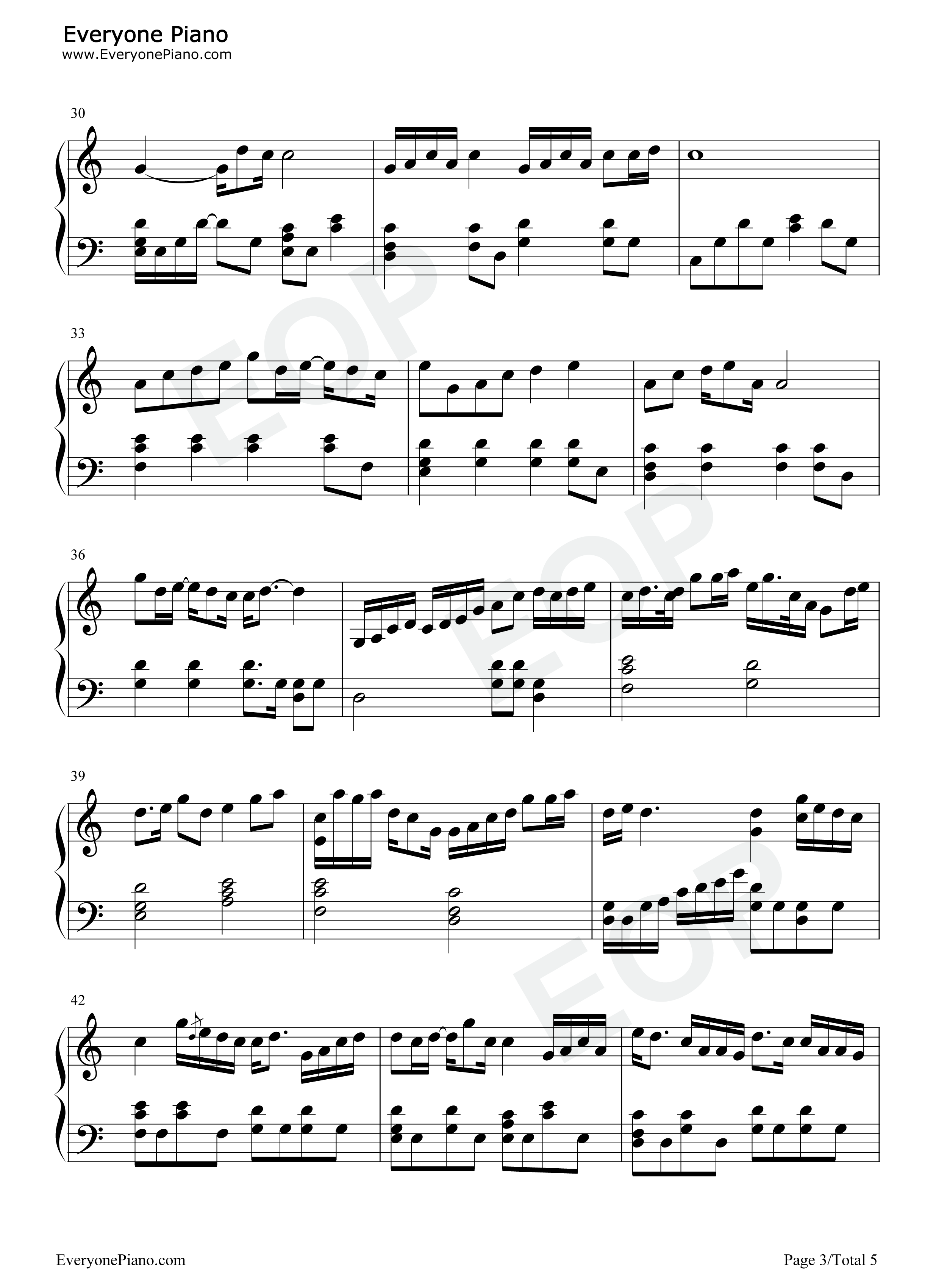 玉衡忆-原神刻晴角色同人曲-原神风物之诗琴谱-原琴谱五线谱预览3